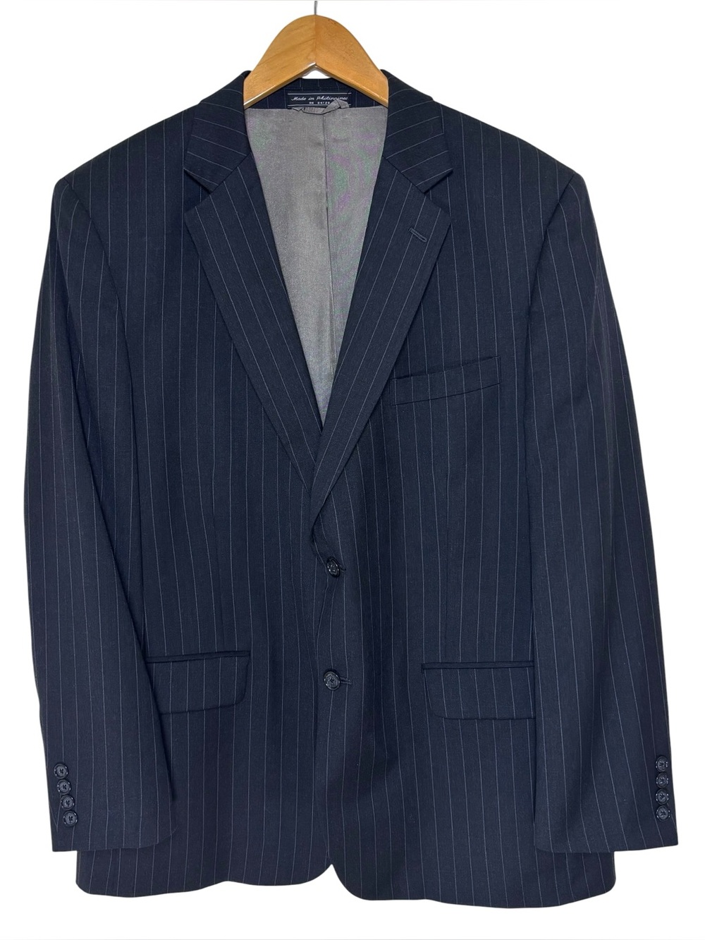 Vintage Haspel Mens 44R Charcoal Pinstripe‎ Wool Blazer Sport Coat Classic